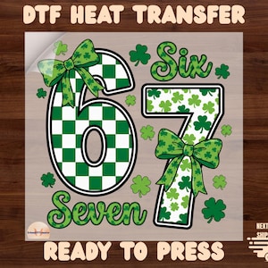 67 Pink St. Patrick’s Day Six Seven Ready To Press DTF, Six Seven Girly Coquette DTF Transfer, Retro Checkerboard DTF Print