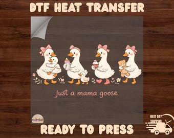 Just a Mama Goose DTF Transfer, Trendy Mama Shirt Design, Cute Mom Life Goose, Coquette Mama Aesthetic, Boutique Style