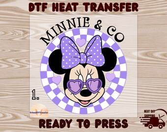 Retro Mickey Minnie DTF Transfer, Valentine Checkered  Design Ready to Press