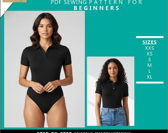 Kurzarm-Polobody – PDF-Schnittmuster zum Herunterladen | A4 US Letter-Format zum Ausdrucken | Sofortiger Download