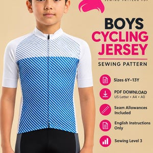 Patron de couture pour maillot de cyclisme pour garçons | Vêtements de sport pour enfants (PDF)