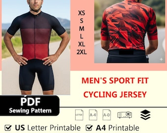 Full Zipper cycling jersey  Downloadable PDF Sewing Pattern| A4 US Letter Printable | Instant Downloadable