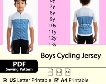 Boys Cycling Jersey Sewing Pattern | Kids Sportswear (PDF)