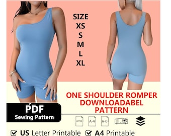 One Shoulder Romper Sewing Pattern | XS-2XL (PDF Pattern)