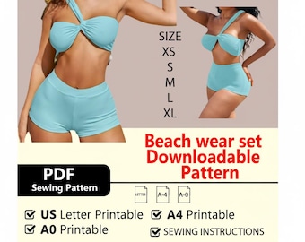 Beach wear set - Downloadable PDF Sewing Pattern|A4 US Letter Printable | Instant Downloadable