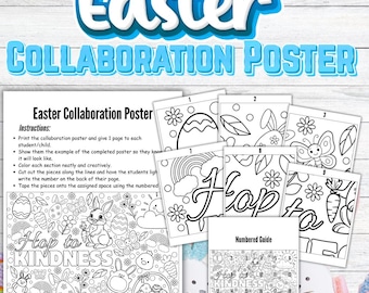 Oster-Collaboration Poster Printable | Klassenzimmer-Gruppenaktivität | Ausmalen Bastel PDF