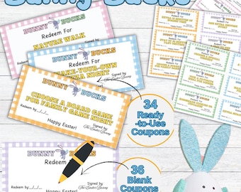 Osterhasen Bucks zum Ausdrucken, Kinder Belohnungsgutschein, Osterkorb Füller, Erlebnis Geschenk, PDF