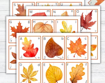 Herbst Alphabet-Blatt-Making-Spiel: Vorschule Alphabetisierung zum Ausdrucken