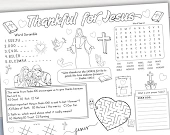 Dankbar für Jesus - Christliches Tischset | Druckbare Aktivitätsseite