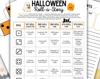 Halloween Roll-A-Story-Spiel: Anleitungen zum Kreativen Schreiben (PDF)