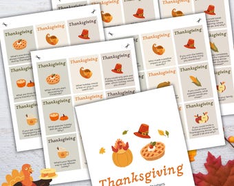 Thanksgiving-Gesprächs-Starterkarten - druckbares Familienspiel (PDF)