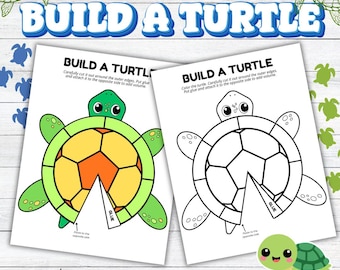 Knutselactiviteit schildpad bouwen | Sjabloon schildpad knippen en plakken (pdf-download)