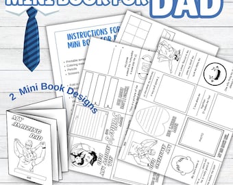 Mini-activiteitenboekje voor kinderen voor Vaderdag, zelfgemaakt cadeau voor papa, gepersonaliseerd aandenken (digitale download)
