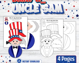 Oom Sam knutselwerkje voor kinderen | Patriotische activiteit voor 4 juli (digitale download)