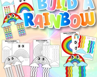 Maak een regenboog: printbaar knutselwerk | Knip- en plakactiviteit (PDF-download)
