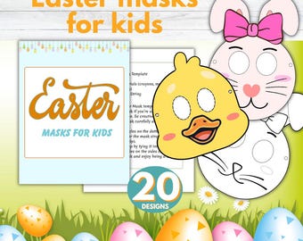 Ostermasken Printable Kids Craft DIY Färbung Maske Ausschneiden und Kleben PDF