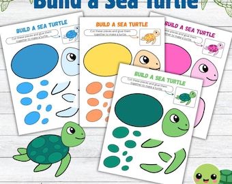Een zeeschildpad-knutselactiviteit bouwen | Sjabloon schildpad knippen en plakken (pdf-download)