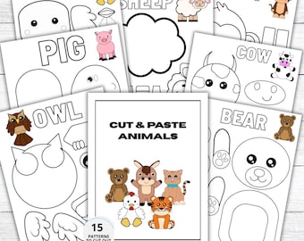 Animal Cut and Paste Crafts: 15 DIY druckbare Aktivitäten (PDF-Download)