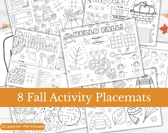 Herbstaktivitäts-Tischsets: Herbst-Kindermalseiten (PDF druckbar)