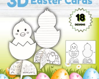 3D Osterkarten Printable Kinder Handwerk DIY Kartenständer Ausschneiden und Kleben PDF
