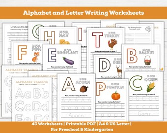 Herbst Alphabet Arbeitsblätter: Handschrift-Übungen (PDF)