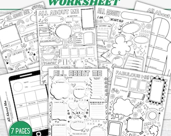 "Alles über mich Arbeitsblatt: ""Zurück in die Schule""-Aufzeichnungsseiten (druckbare PDF)"