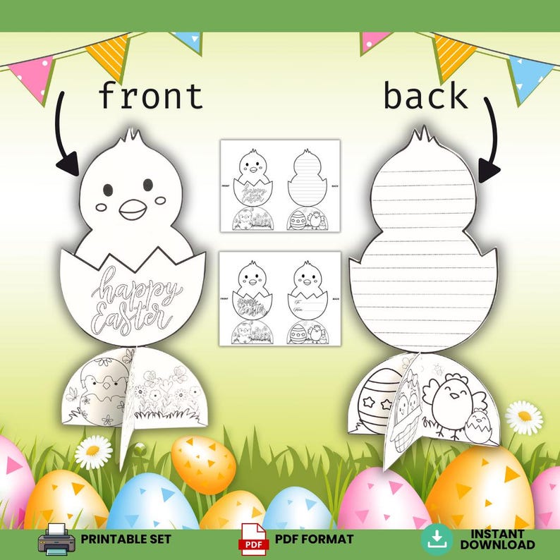 3D Easter Cards Printable Kids Craft DIY Card Stand Cut and Glue PDF - Etsy