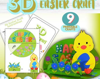 3D Osterdekoration für Kinder | Ausschneiden und Kleben Aktivität | DIY Osterdeko PDF