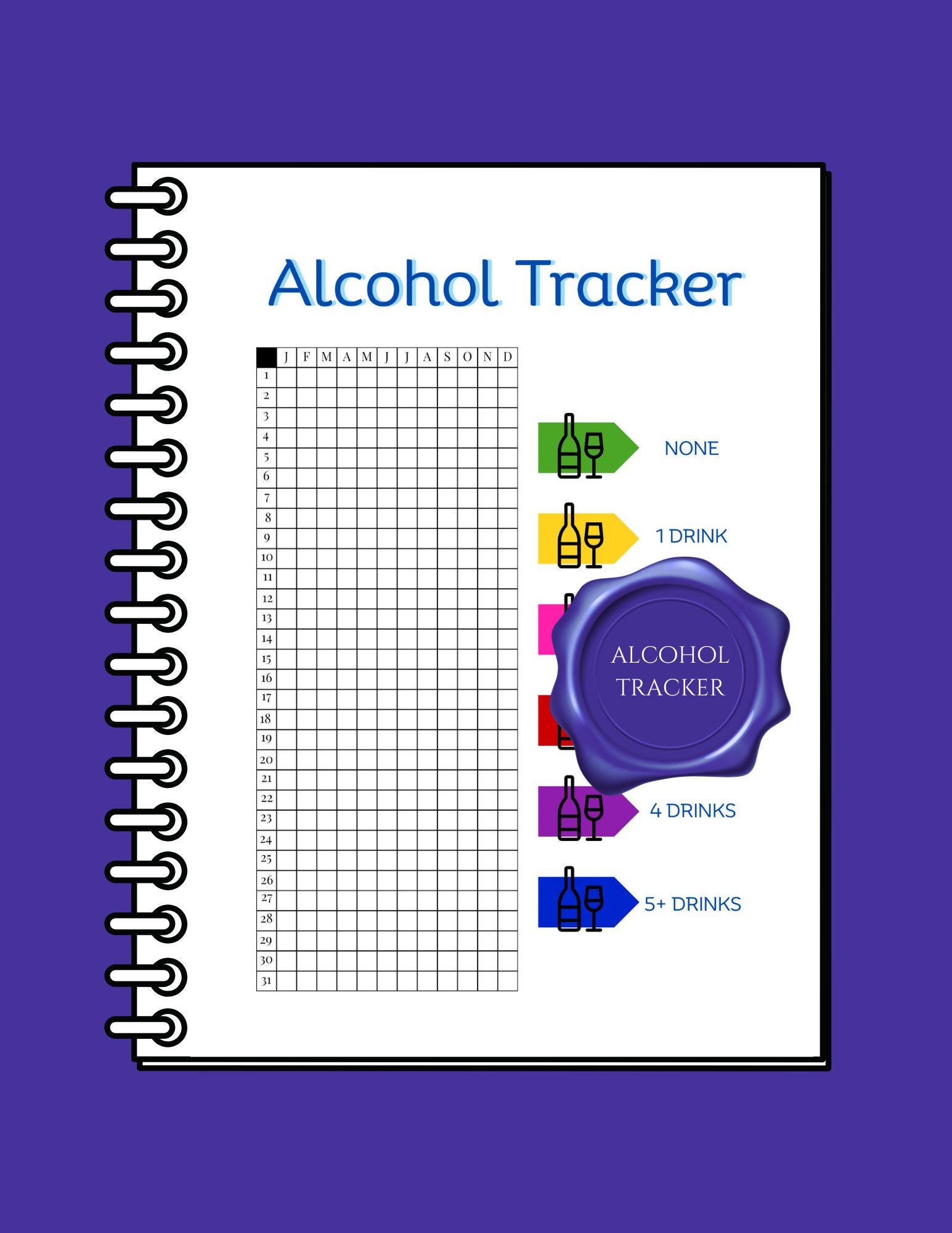 Alcohol Tracker Printable: Daily Drink Log, Health & Wellness Journal ...