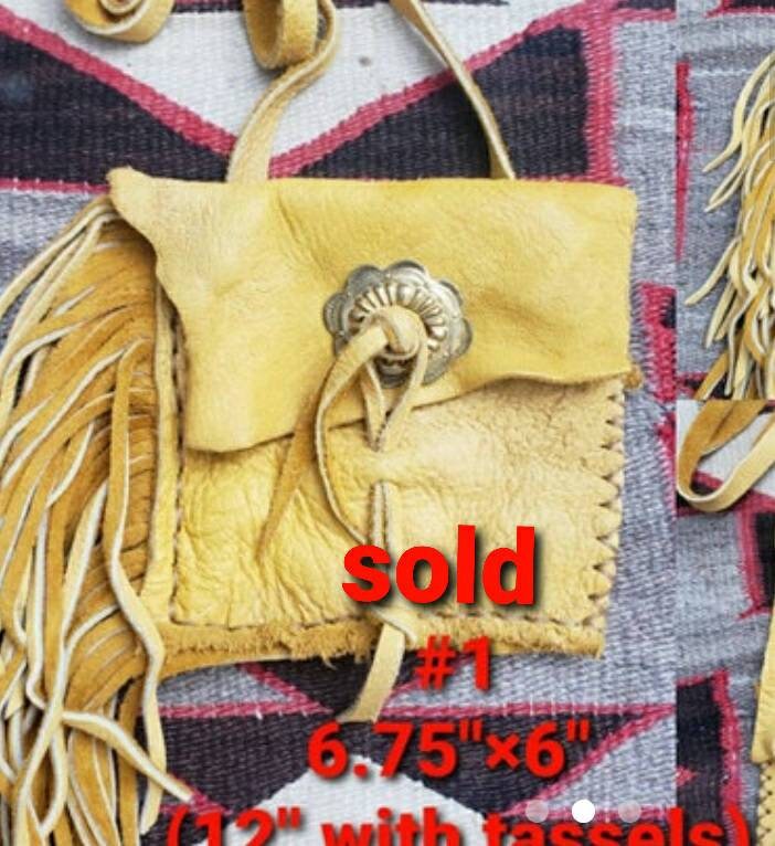 Large Native American Medicine Bag, Buckskin Medicine Bag