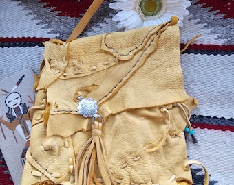 New! Patch Native American bag, Buckskin Medicine Bag, satchel, native handbag, pouch, Navajo handmade bag, Indigenous pouch, cedar bag