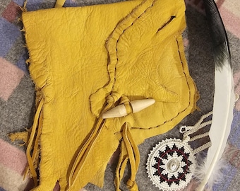New! Patch Native American bag, Buckskin Medicine Bag, satchel, native handbag, pouch, Navajo handmade bag, Indigenous pouch, cedar bag