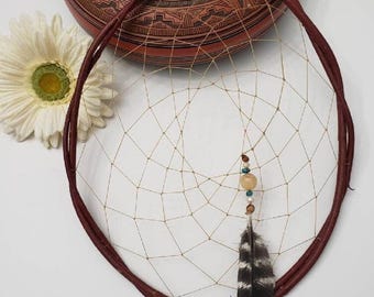 Made to order "Teardrop" RED WILLOW All Natural Native American Dream Catcher, Indigenous, feather, Turquoise, Ghost beads, pearl, shell