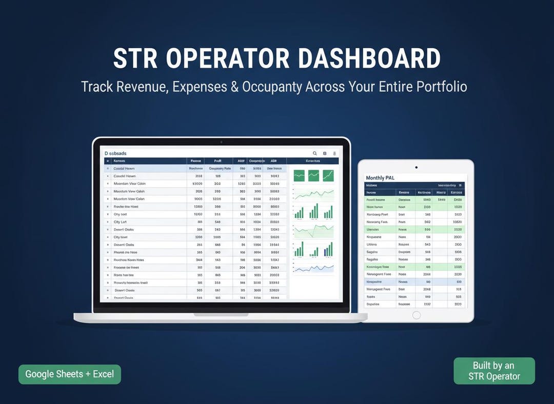 STR Operator Dashboard Spreadsheet | Airbnb Rental Tracker | Google ...