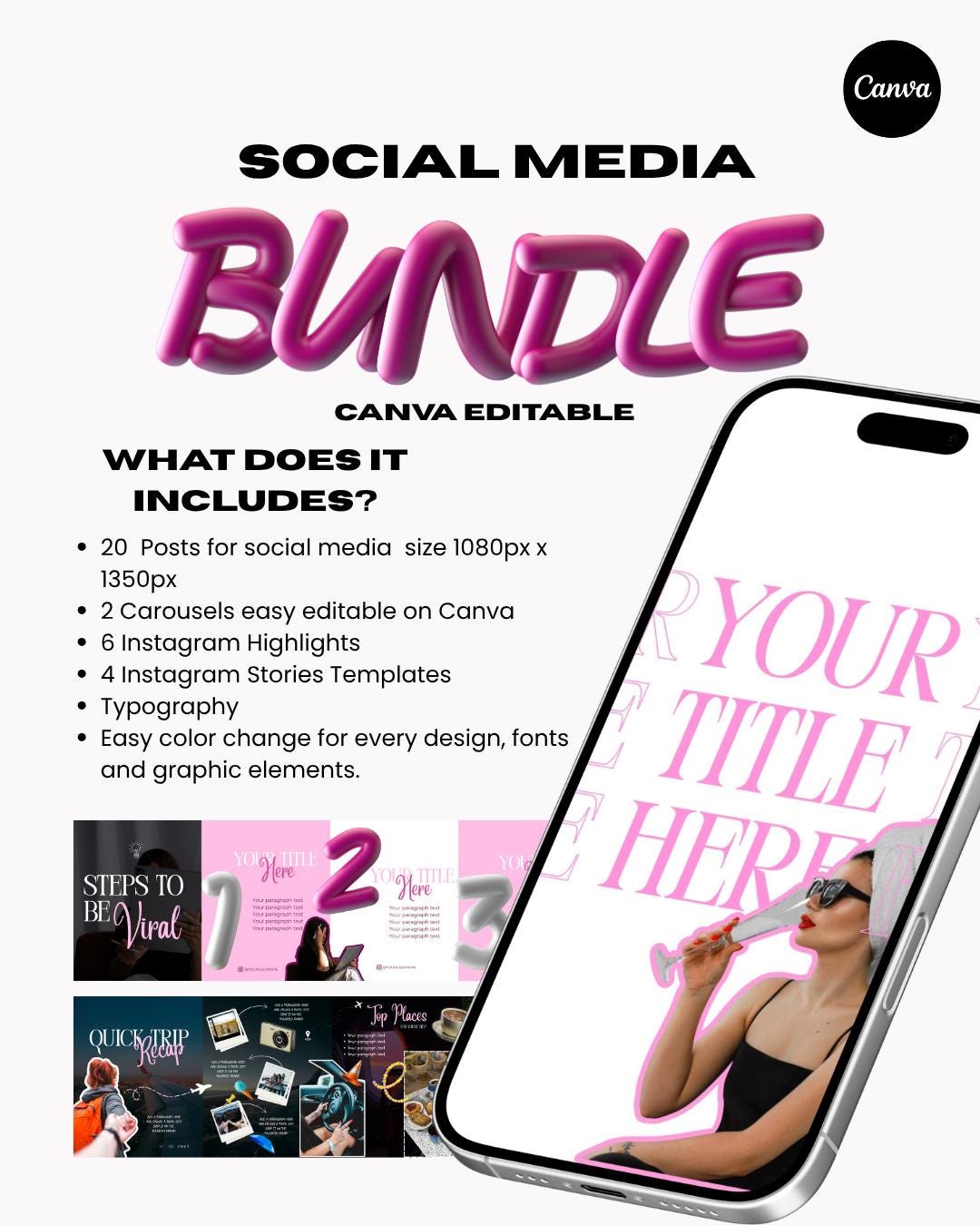 Social Media Kit, Faceless Instagram Carousel Templates | Aesthetic ...