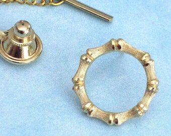 Swank Tie Tack with Chain Bar / Circle, Ring / Gift for Him / Gift for Dad / Retro Men’s Accessory / Formal Wear / Gift Box / Free Shipping