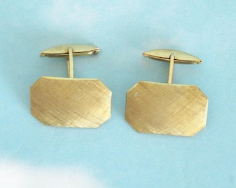 Vintage Men's Rectangle Cuff Links / Brushed Gold Tone / Formal Accessory / Prom, Engagement, Wedding, Gala / Free Shipping, Final Sale