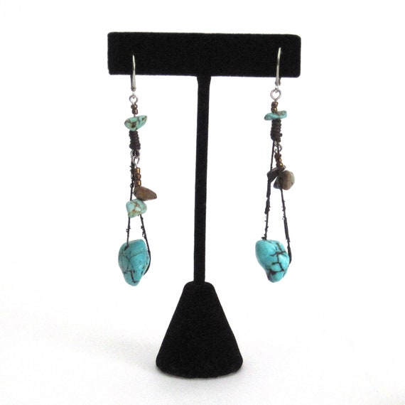 Southwest Turquoise Stretch Bracelet & Earrings S… - image 6