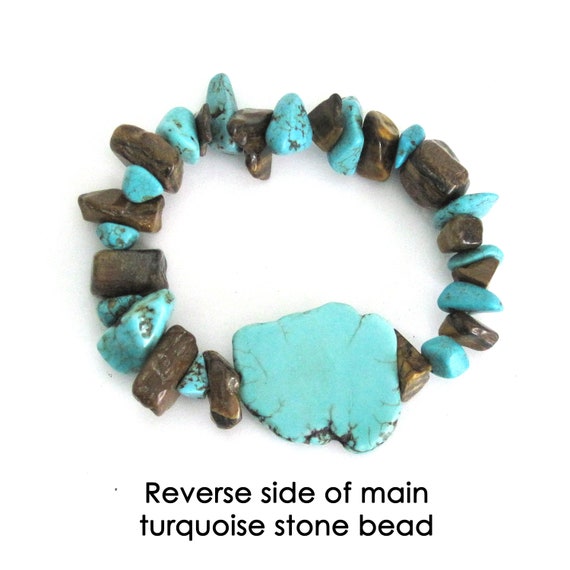 Southwest Turquoise Stretch Bracelet & Earrings S… - image 2