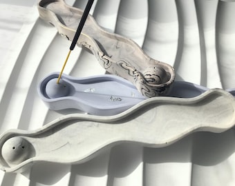 Curved incense holder | jesmonite stick burner | Minimalist ceramic incense | Ritual home decor