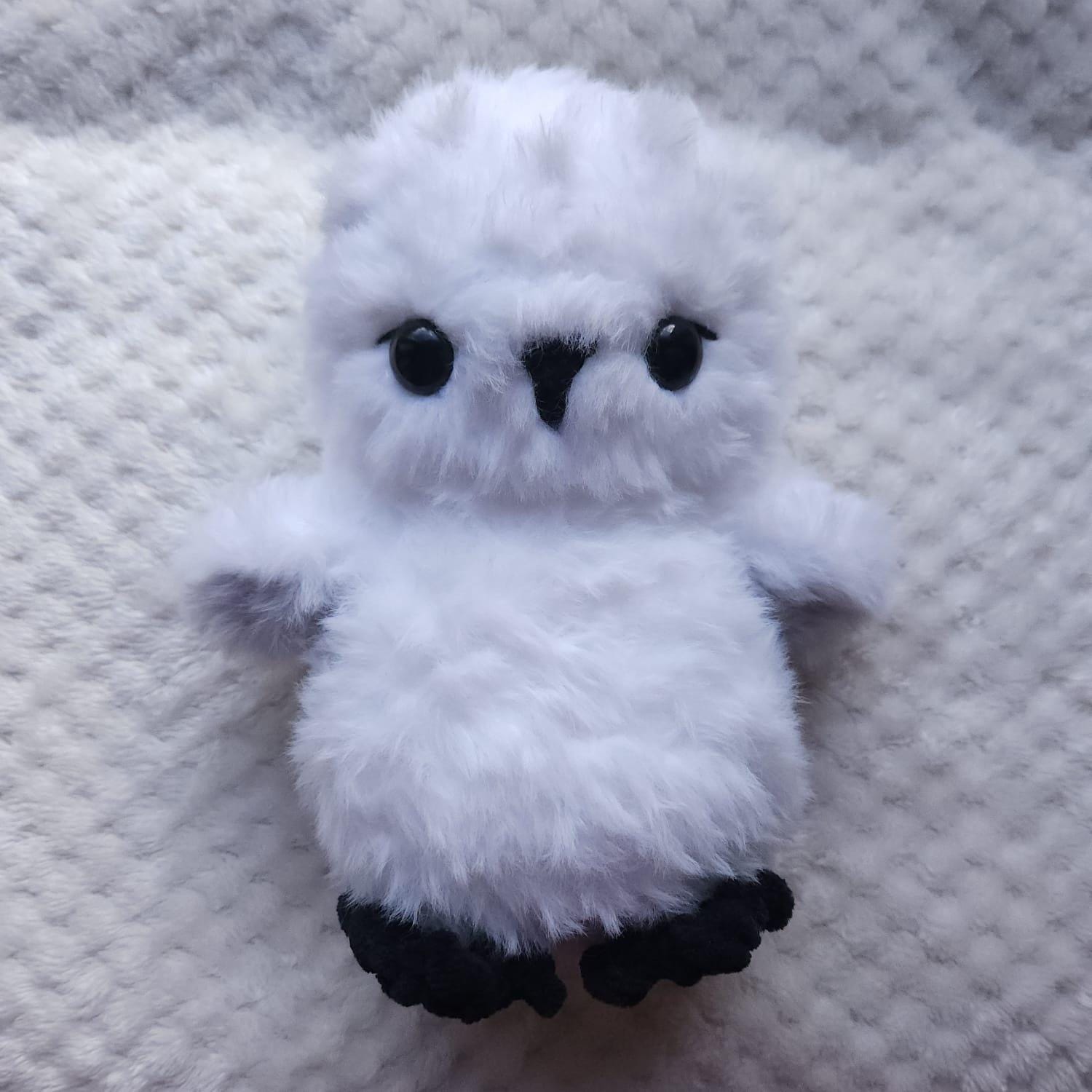 Crochet Baby Snow Owl Fur Plushie Amigurumi