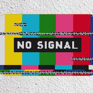 Patrón de punto de cruz "Sin señal" – Diseño de pantalla de prueba de TV retro en PDF