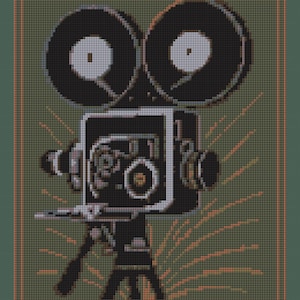 Korsstygnsmönster för retrofilmkamera - Gammal Hollywood-fotografi - PDF-nedladdning