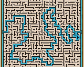Maze Cross Stitch Pattern | Puzzle Labyrinth | Geometric Needlework | PDF Instant Download