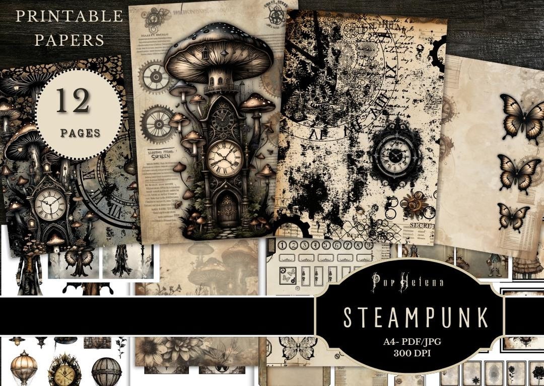 Steampunk Junk Journal Kit | Printable Steampunk | Vintage Ephemera ...