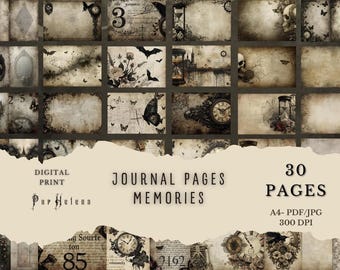 Dark Vintage Journal Pages | Gothic Junk Journal Kit | Printable Ephemera Paper | Digital Download PDF JPG | Collage Memories Scrapbook