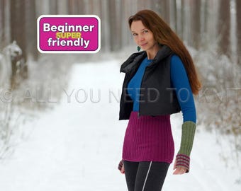 Merino wool HARAMAKI Knitting Pattern (PDF): Waist Warmer Guide with Video, Ribbed Tummy Band Tutorial, Easy Knit Pattern, Back Warmer DIY