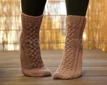Cabled Merino Socks Knitting Pattern: Cozy Knit Socks (PDF)