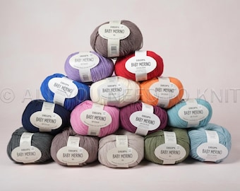 Filato di lana merino per neonati DROPS: 100% MERINO, superwash morbido, matassa da 50 g, 175 m, certificazione Oeko-Tex®.