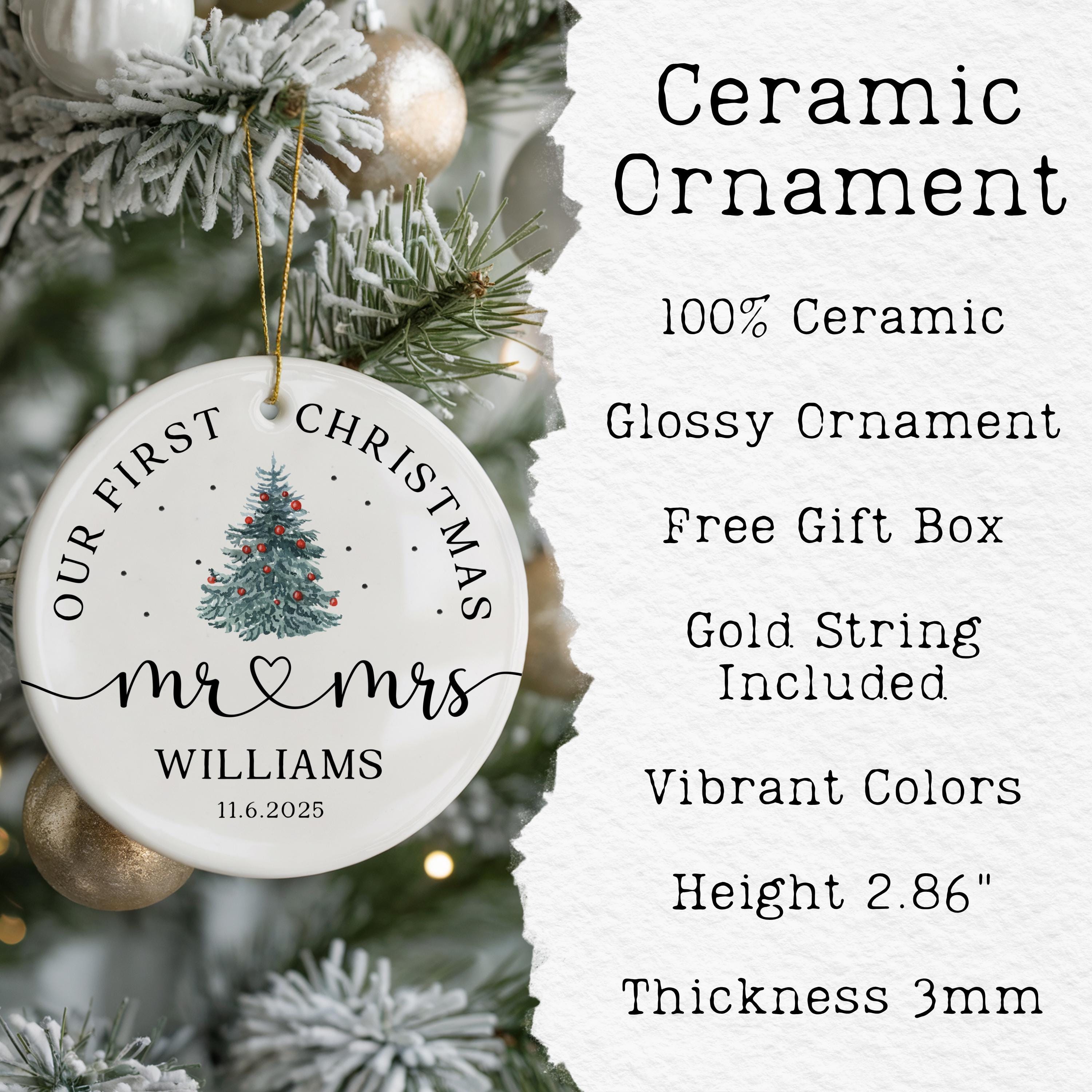 Our First Christmas Married Ornament Mr and Mrs Ornament Personalized ...